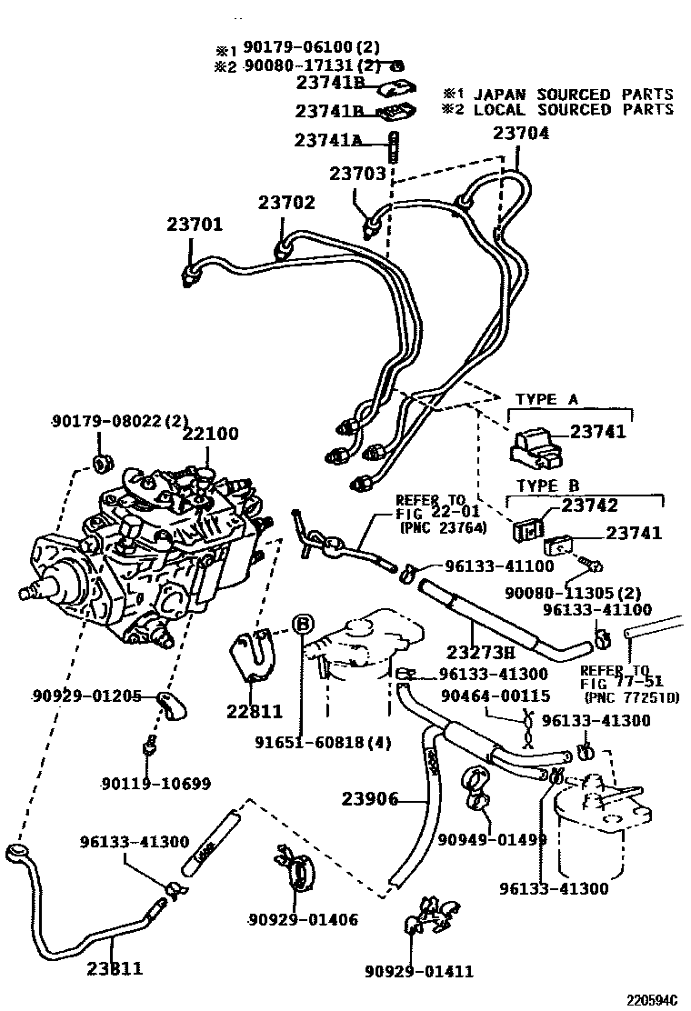 Toyota HILUX 喷油泵总成 EPC diagram — 220594C