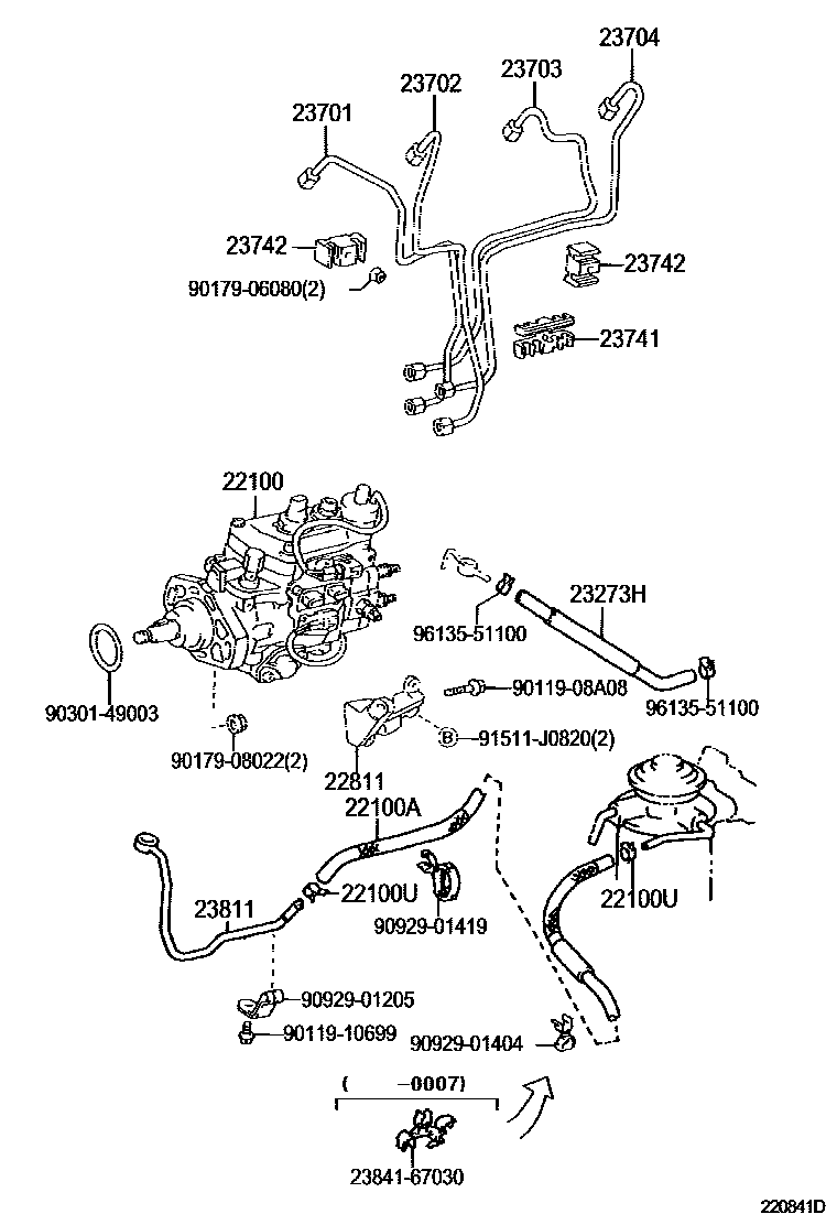 Toyota HILUX 喷油泵总成 EPC diagram — 220841D