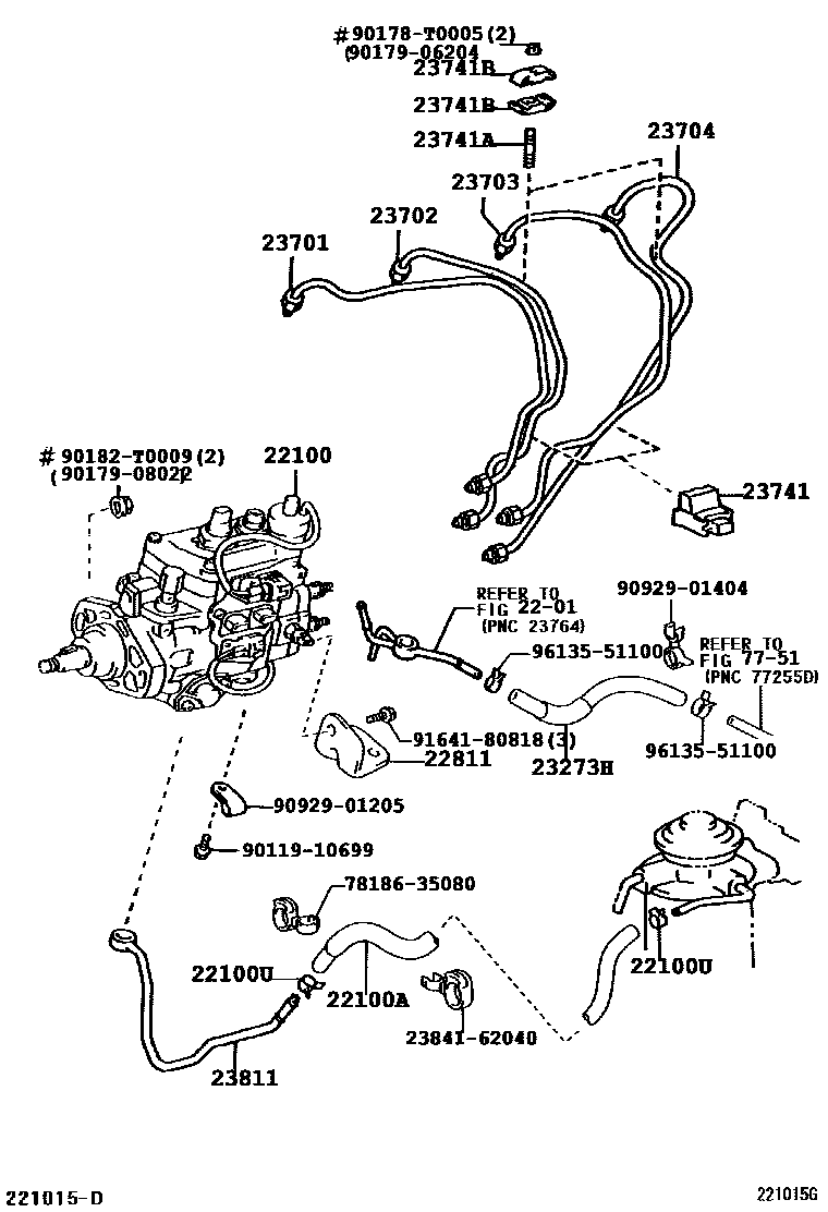 Toyota HILUX 喷油泵总成 EPC diagram — 221015G