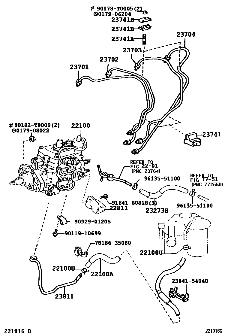 Toyota HILUX 喷油泵总成 EPC diagram — 221016G