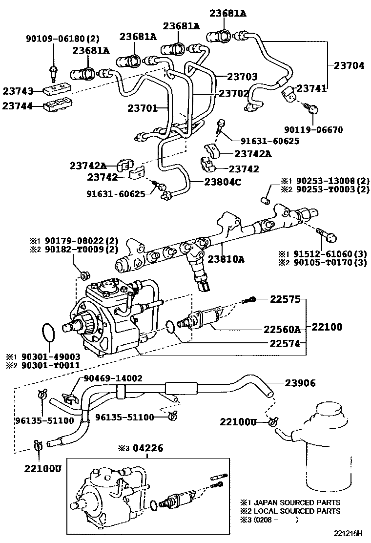 Toyota HILUX 喷油泵总成 EPC diagram — 221215H