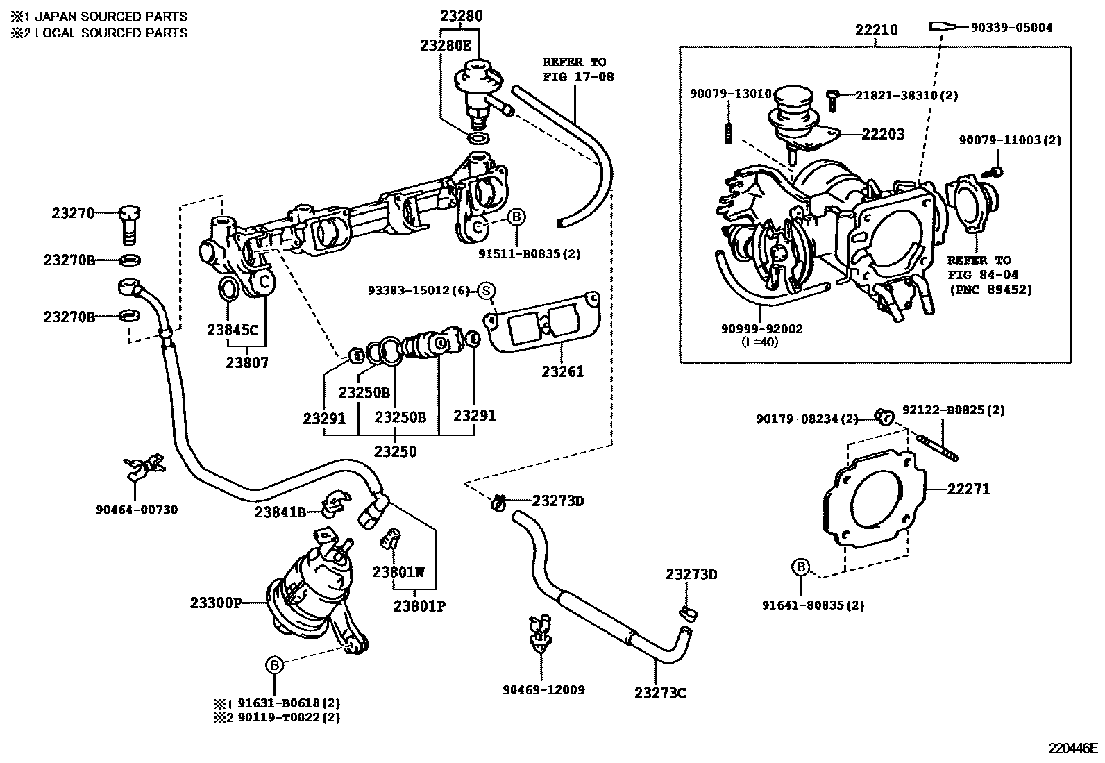 Toyota HILUX 燃油喷射系统 EPC diagram — 220446E