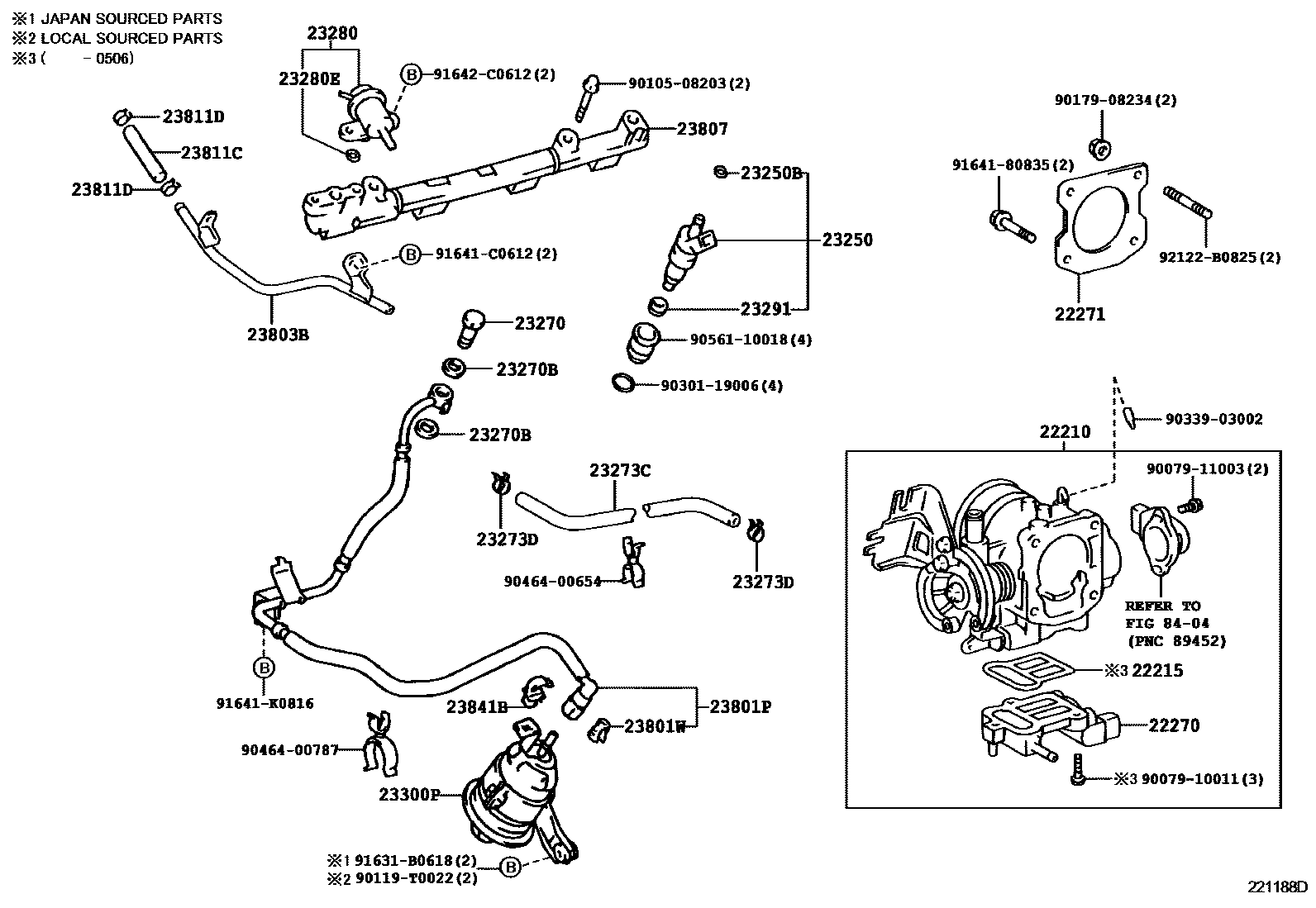 Toyota HILUX 燃油喷射系统 EPC diagram — 221188D