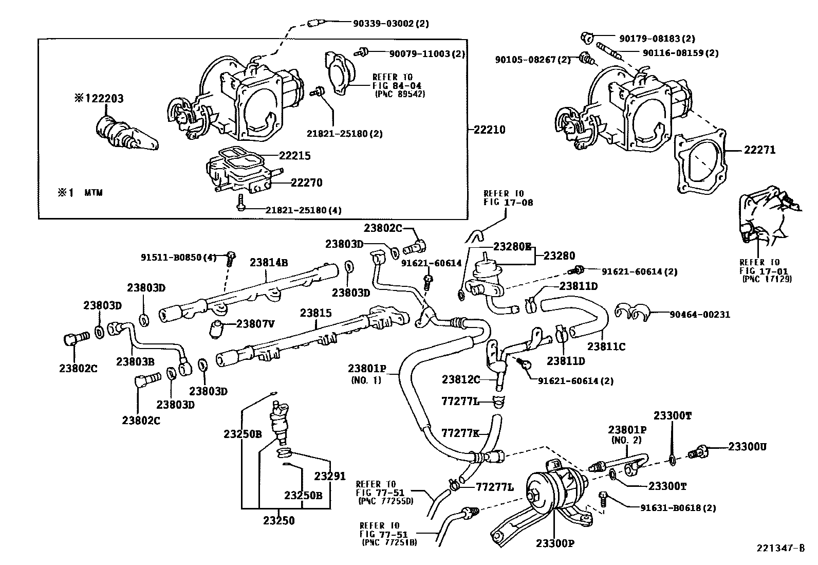 Toyota HILUX 燃油喷射系统 EPC diagram — 221347B