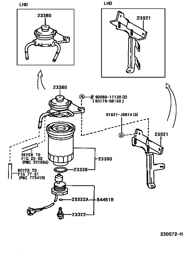 Toyota HILUX fuel filter EPC diagram — 230072H