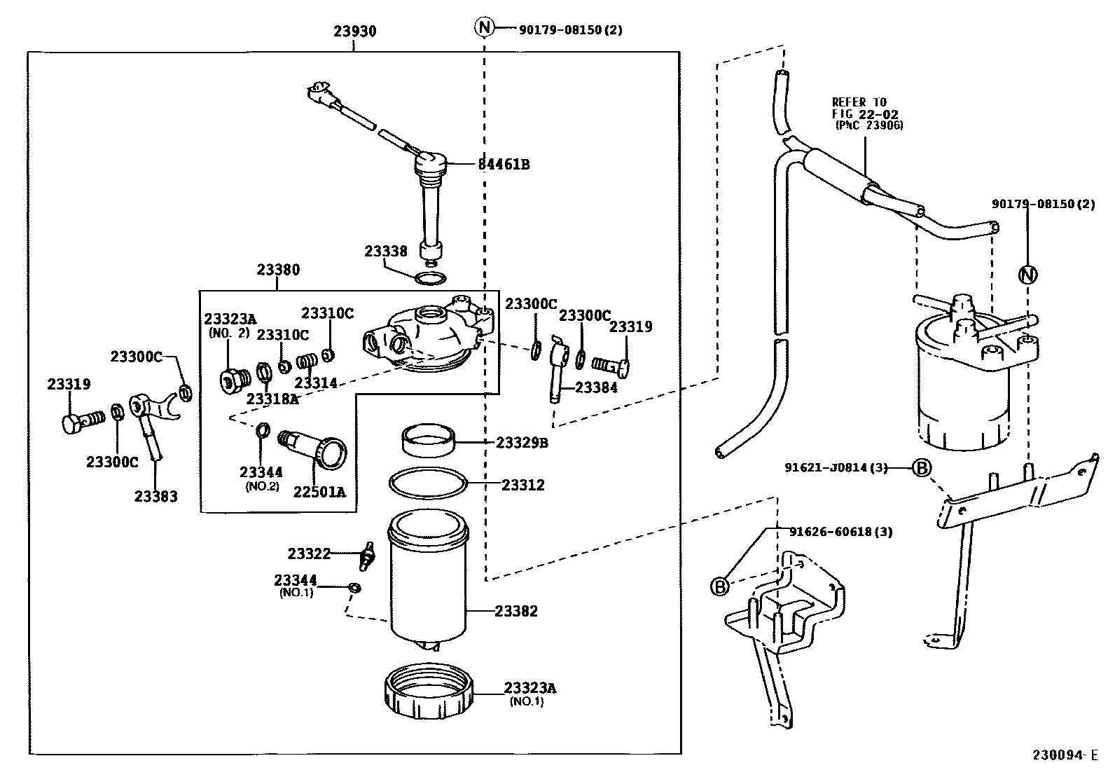 Toyota HILUX fuel filter EPC diagram — 230094E