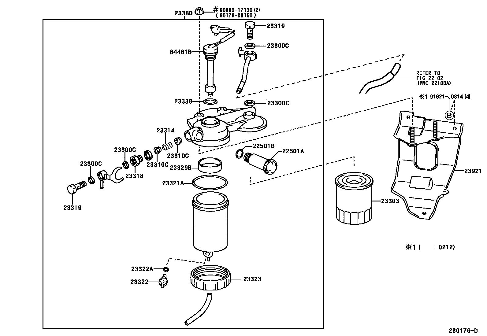 Toyota HILUX fuel filter EPC diagram — 230176D