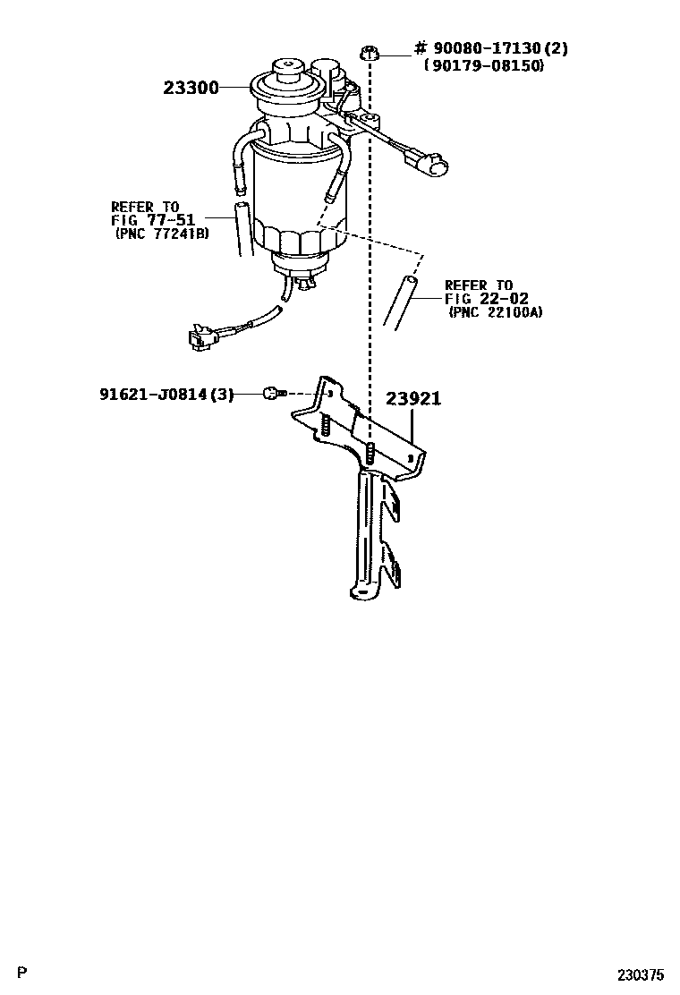 Toyota HILUX fuel filter EPC diagram — 230375