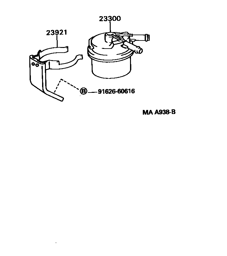 Toyota HILUX fuel filter EPC diagram — MAA938B