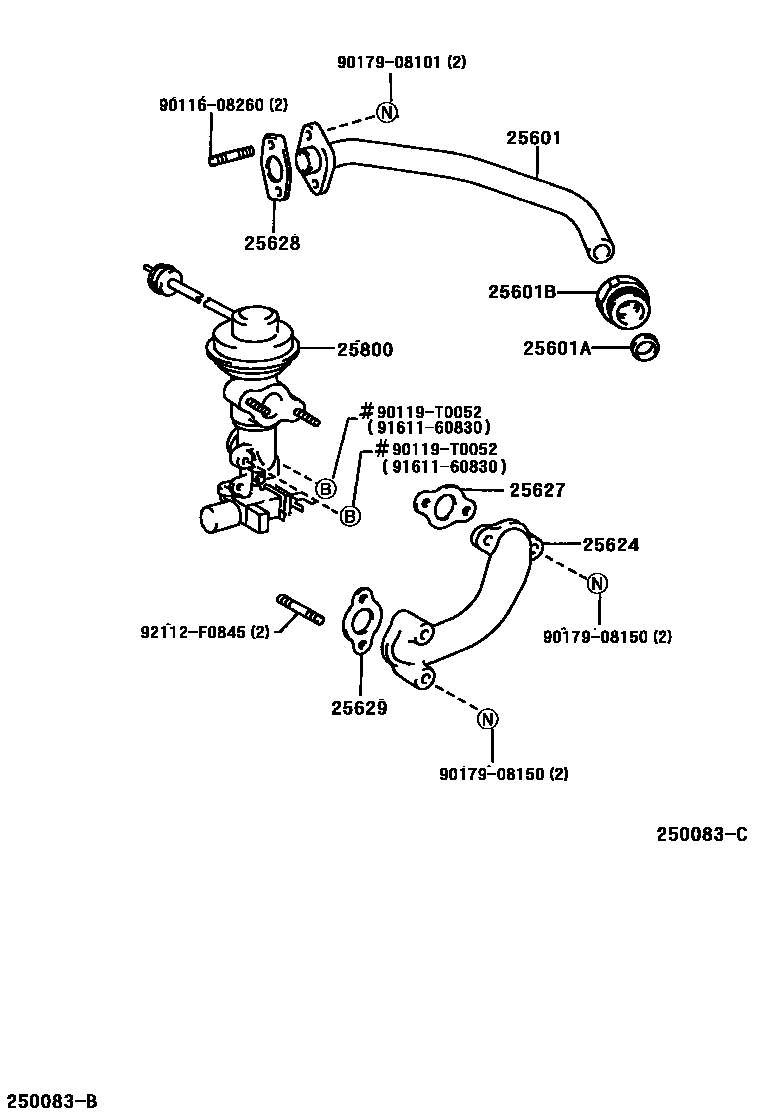 Toyota HILUX 废气再循环系统 EPC diagram — 250083C