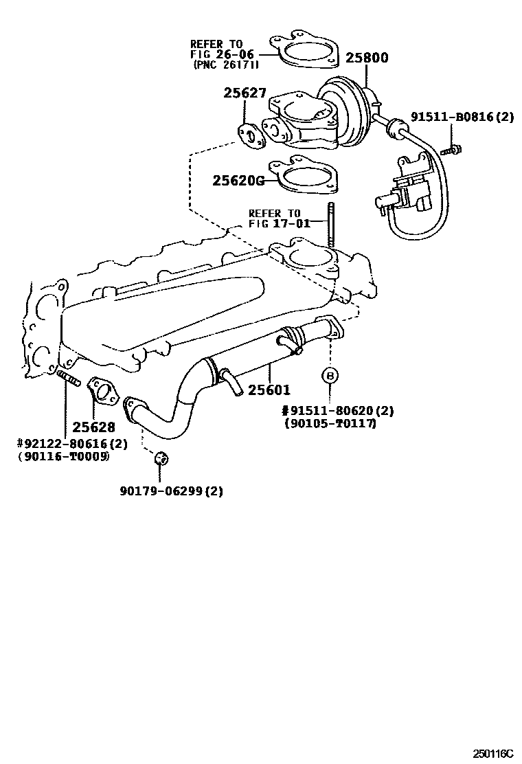 Toyota HILUX 废气再循环系统 EPC diagram — 250116C