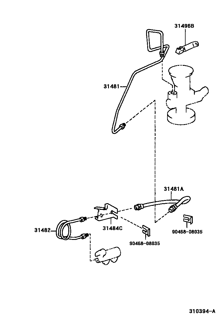 Toyota HILUX 离合器踏板和挠性软管 EPC diagram — 310394A