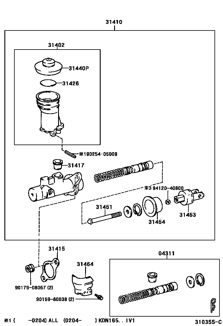 Toyota HILUX 离合器总泵 EPC diagram — 310355C