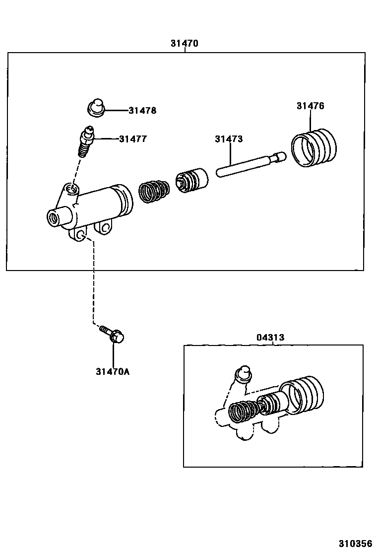 Toyota HILUX 离合器分离缸 EPC diagram — 310356