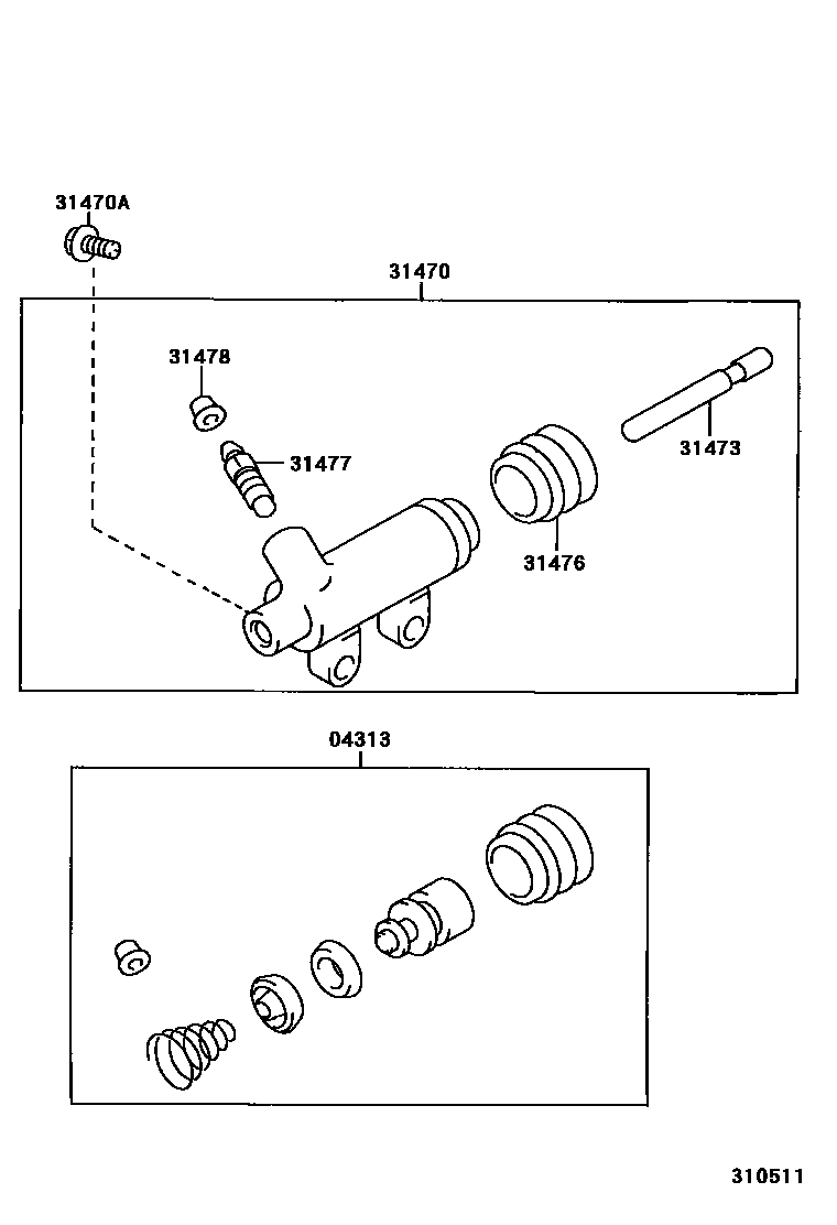 Toyota HILUX 离合器分离缸 EPC diagram — 310511