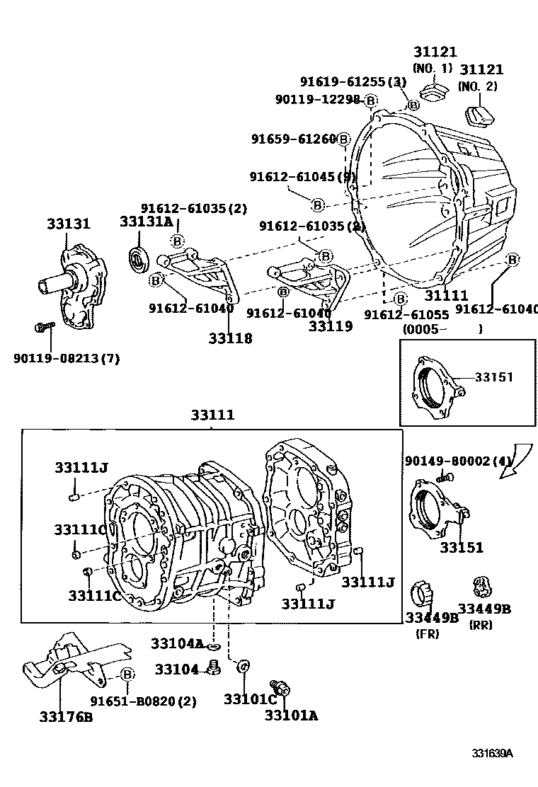 Toyota HILUX 离合器壳和变速器壳(MTM) EPC diagram — 331639A