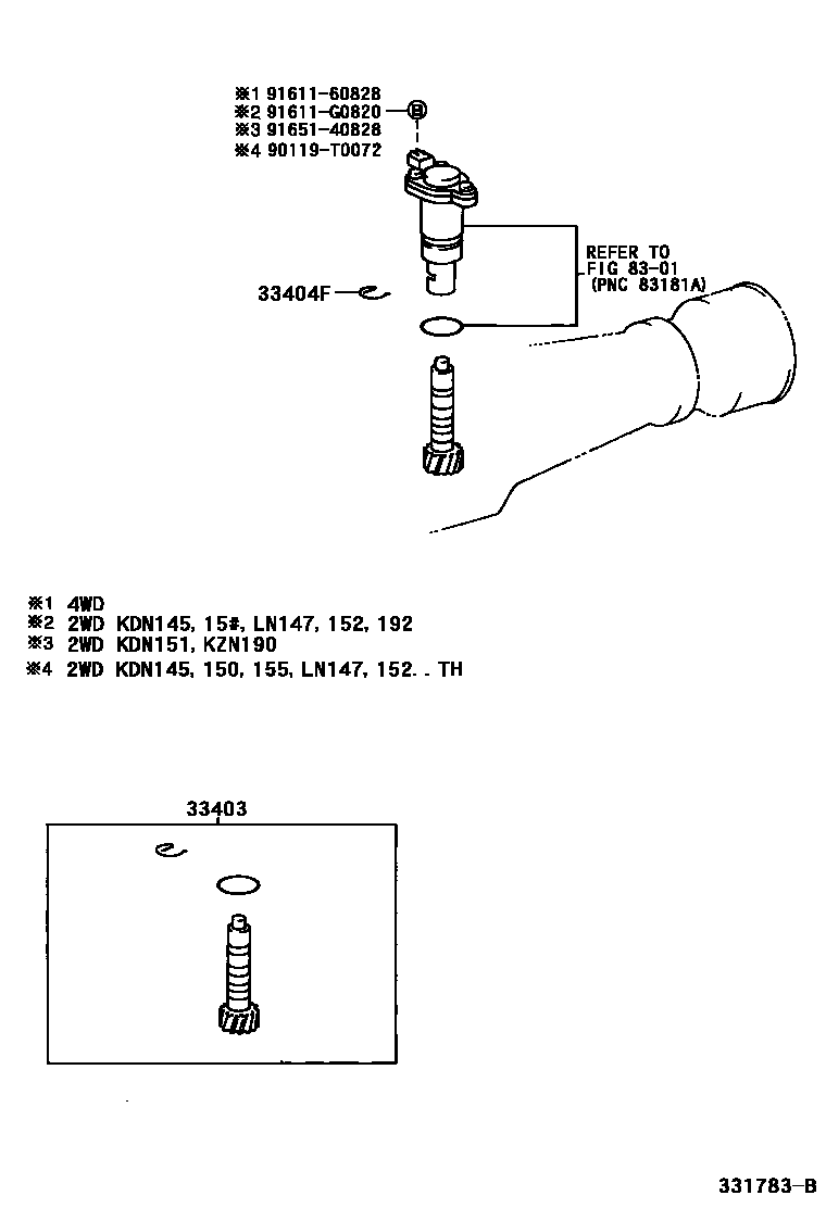 Toyota HILUX 速度表从动齿轮(MTM) EPC diagram — 331783B