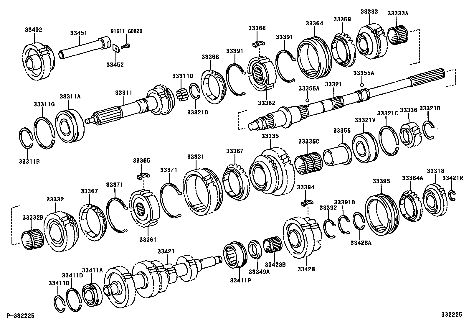 Toyota HILUX 变速器齿轮(MTM) EPC diagram — 332225