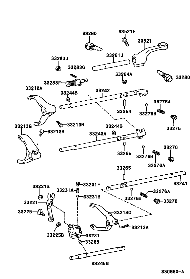 Toyota HILUX 换档拨叉和换档杆轴(MTM) EPC diagram — 330660A