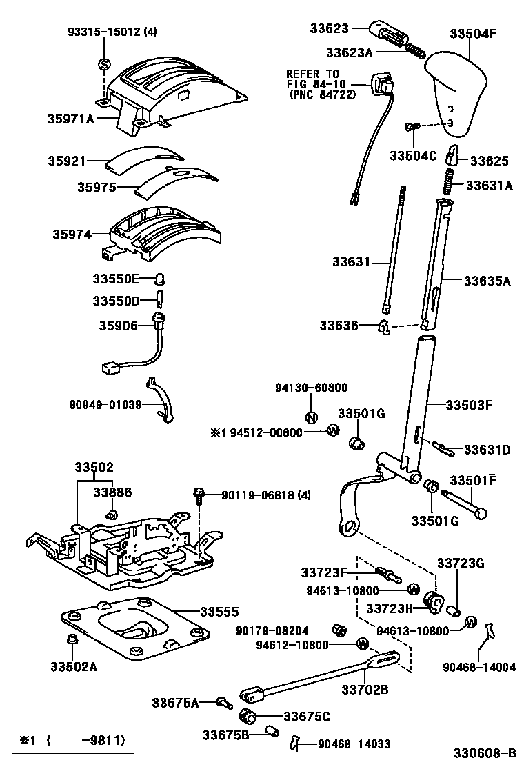 Toyota HILUX Shift Lever & Retainer EPC diagram — 330608B