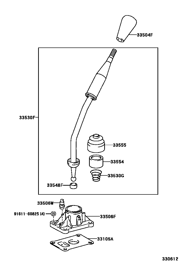 Toyota HILUX Shift Lever & Retainer EPC diagram — 330612