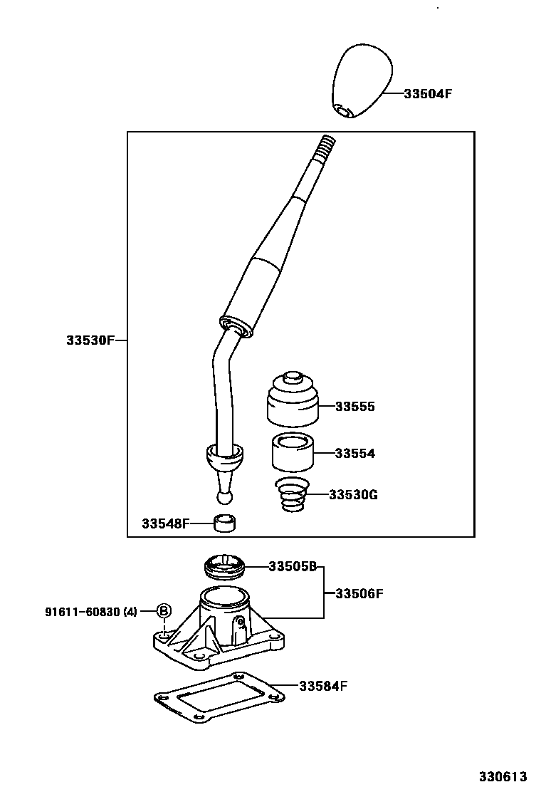 Toyota HILUX Shift Lever & Retainer EPC diagram — 330613