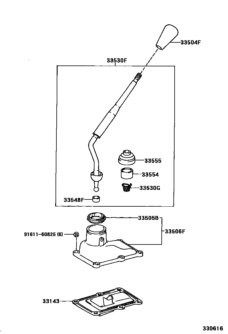 Toyota HILUX Shift Lever & Retainer EPC diagram — 330616