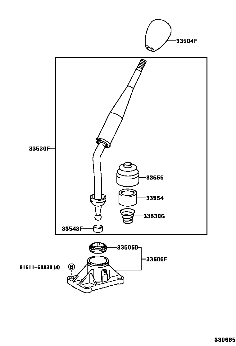 Toyota HILUX Shift Lever & Retainer EPC diagram — 330665