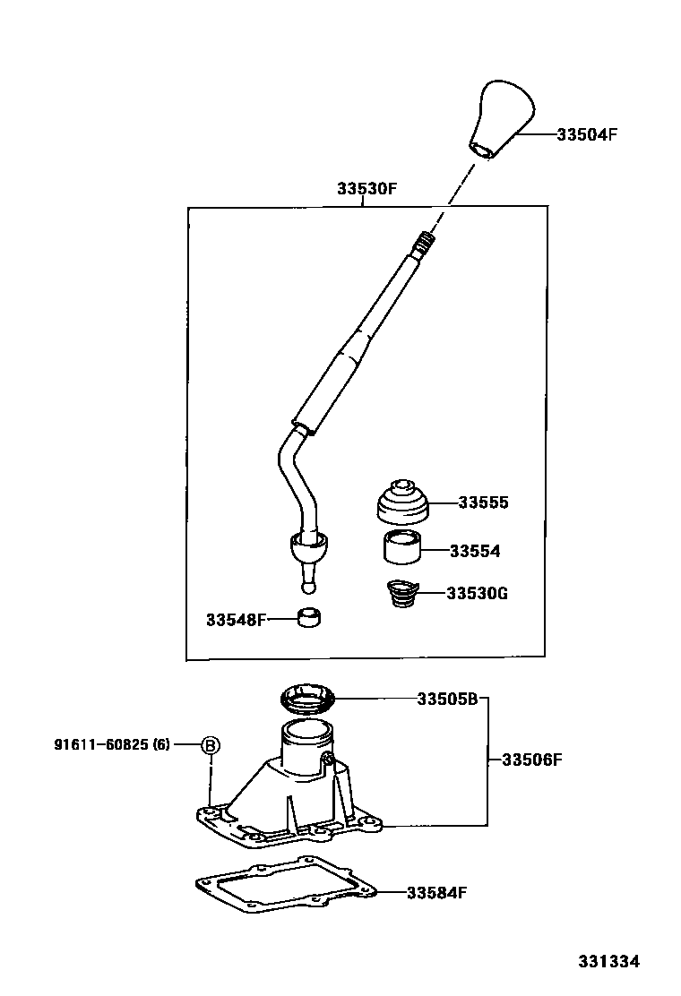 Toyota HILUX Shift Lever & Retainer EPC diagram — 331334