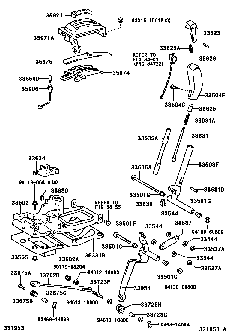Toyota HILUX Shift Lever & Retainer EPC diagram — 331953A