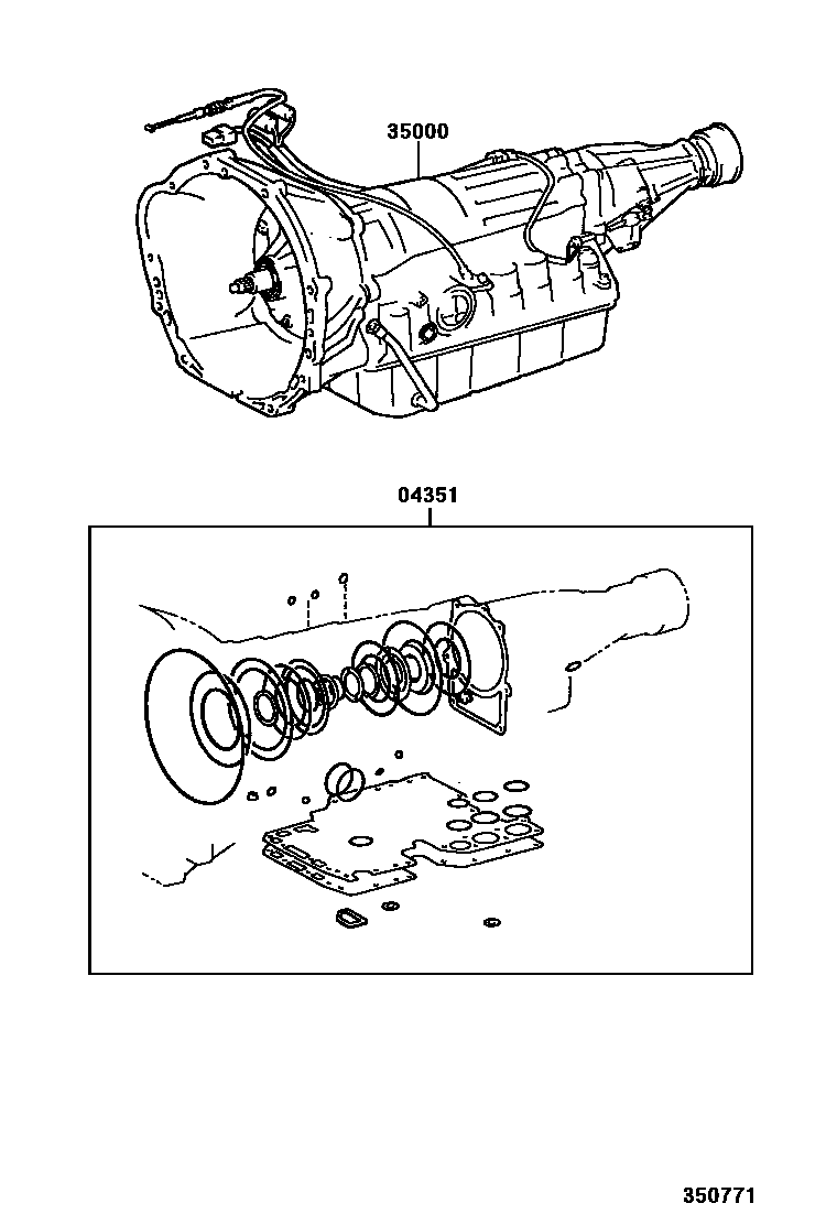 Toyota HILUX 传动桥或变速器总成和衬垫组件(ATM) EPC diagram — 350771
