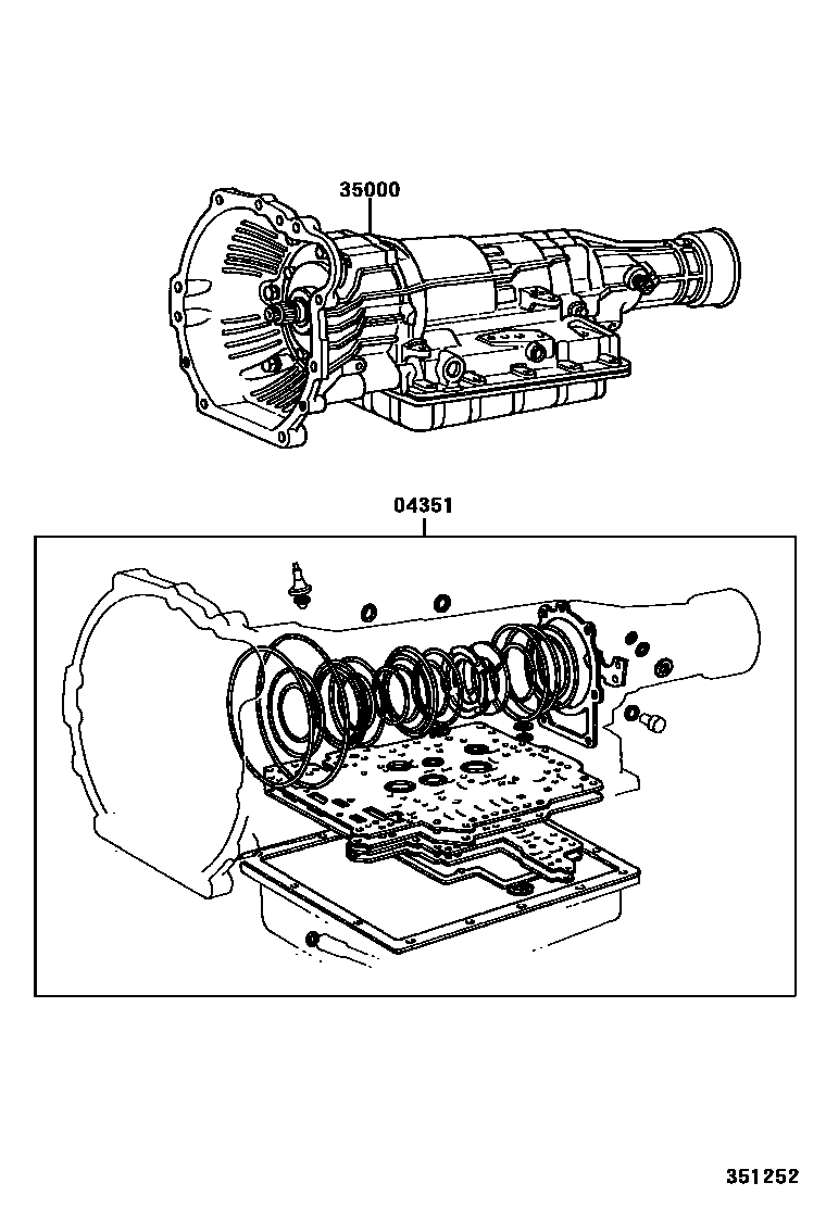 Toyota HILUX 传动桥或变速器总成和衬垫组件(ATM) EPC diagram — 351252