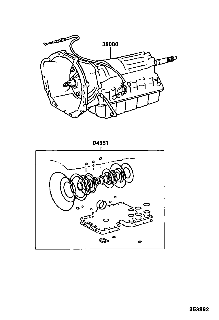 Toyota HILUX 传动桥或变速器总成和衬垫组件(ATM) EPC diagram — 353992