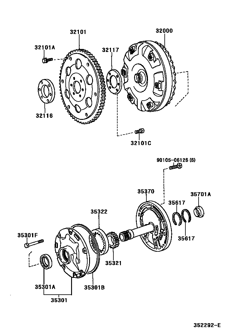 Toyota HILUX 变矩器、前油泵和链条(ATM) EPC diagram — 352292E