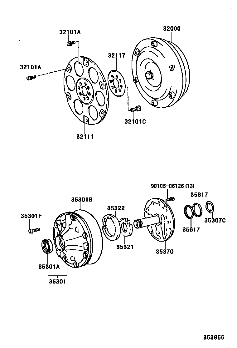Toyota HILUX 变矩器、前油泵和链条(ATM) EPC diagram — 353956