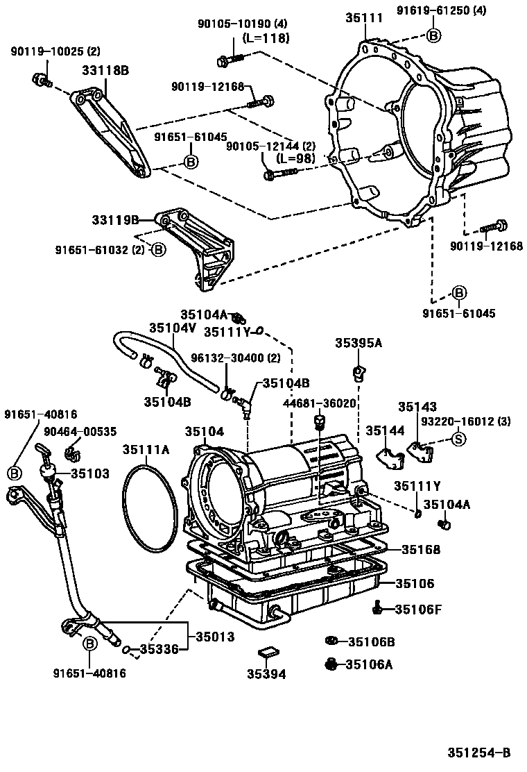 Toyota HILUX 变速器壳和油底壳(ATM) EPC diagram — 351254B