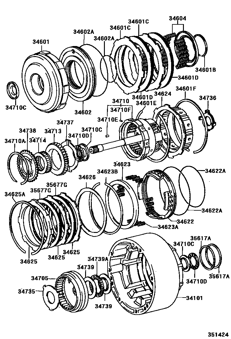 Toyota HILUX 超速档齿轮(ATM) EPC diagram — 351424