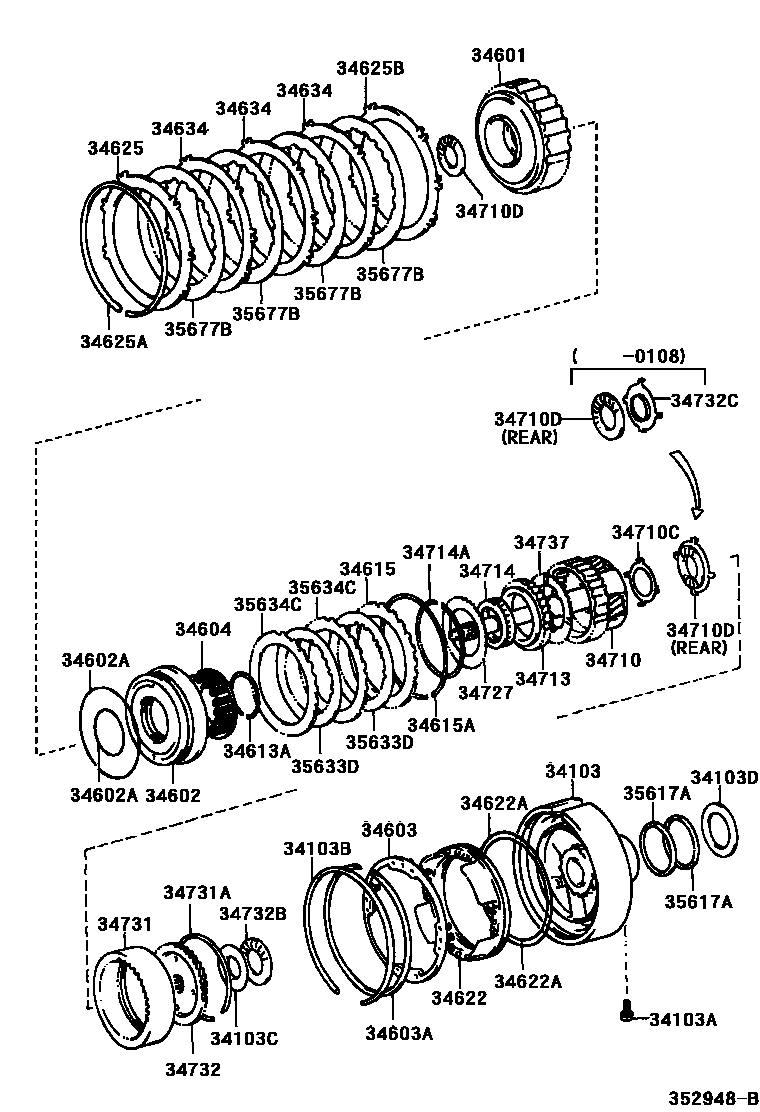 Toyota HILUX 超速档齿轮(ATM) EPC diagram — 352948B