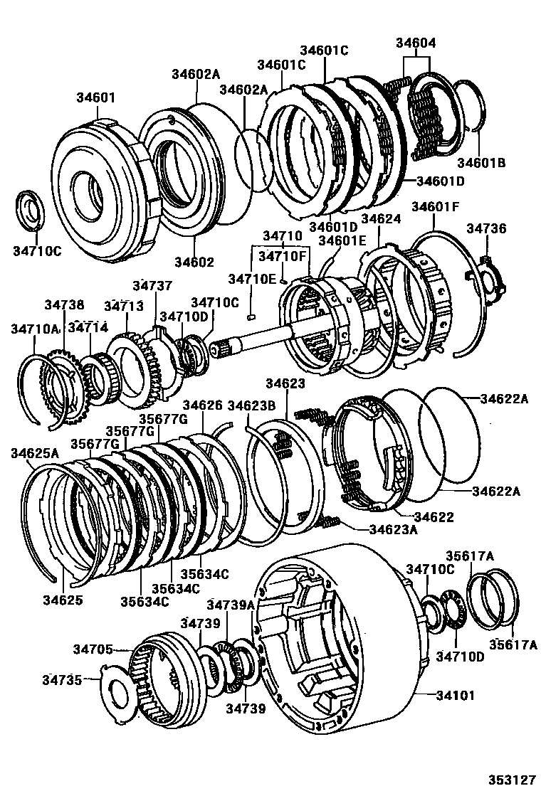 Toyota HILUX 超速档齿轮(ATM) EPC diagram — 353127