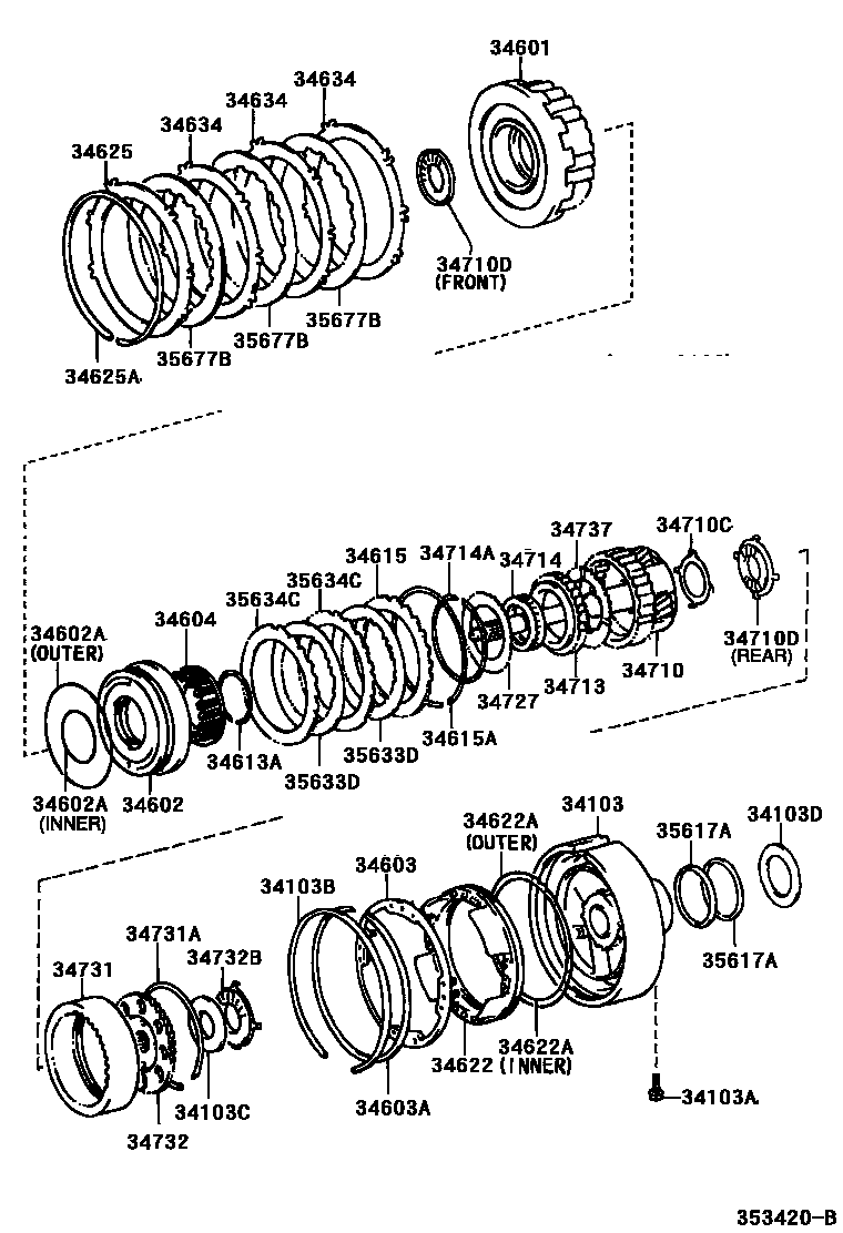 Toyota HILUX 超速档齿轮(ATM) EPC diagram — 353420B
