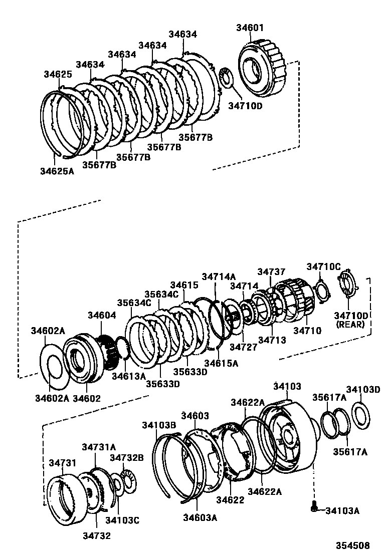 Toyota HILUX 超速档齿轮(ATM) EPC diagram — 354508