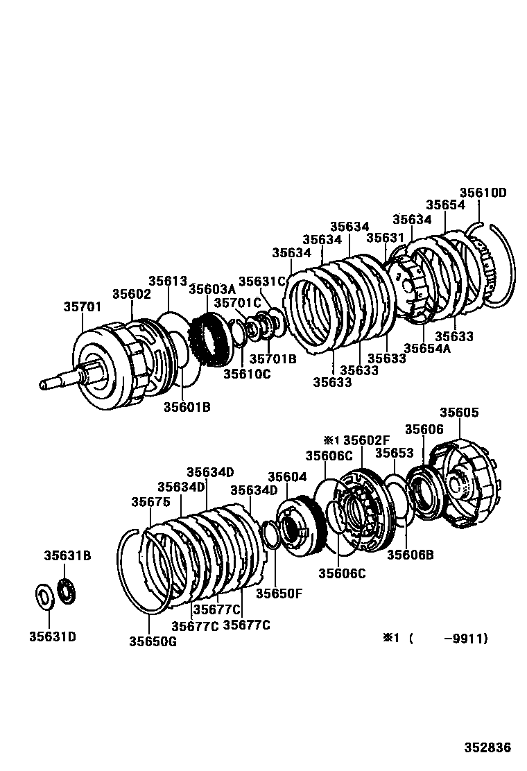 Toyota HILUX 制动带和多片式离合器(ATM) EPC diagram — 352836