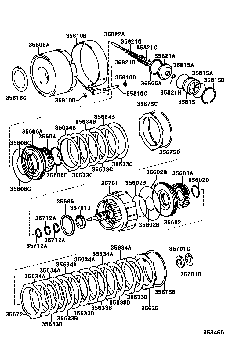 Toyota HILUX 制动带和多片式离合器(ATM) EPC diagram — 353466