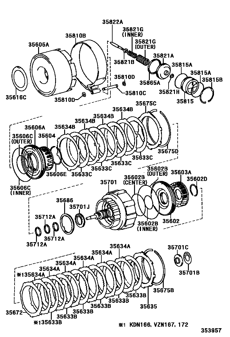 Toyota HILUX 制动带和多片式离合器(ATM) EPC diagram — 353957