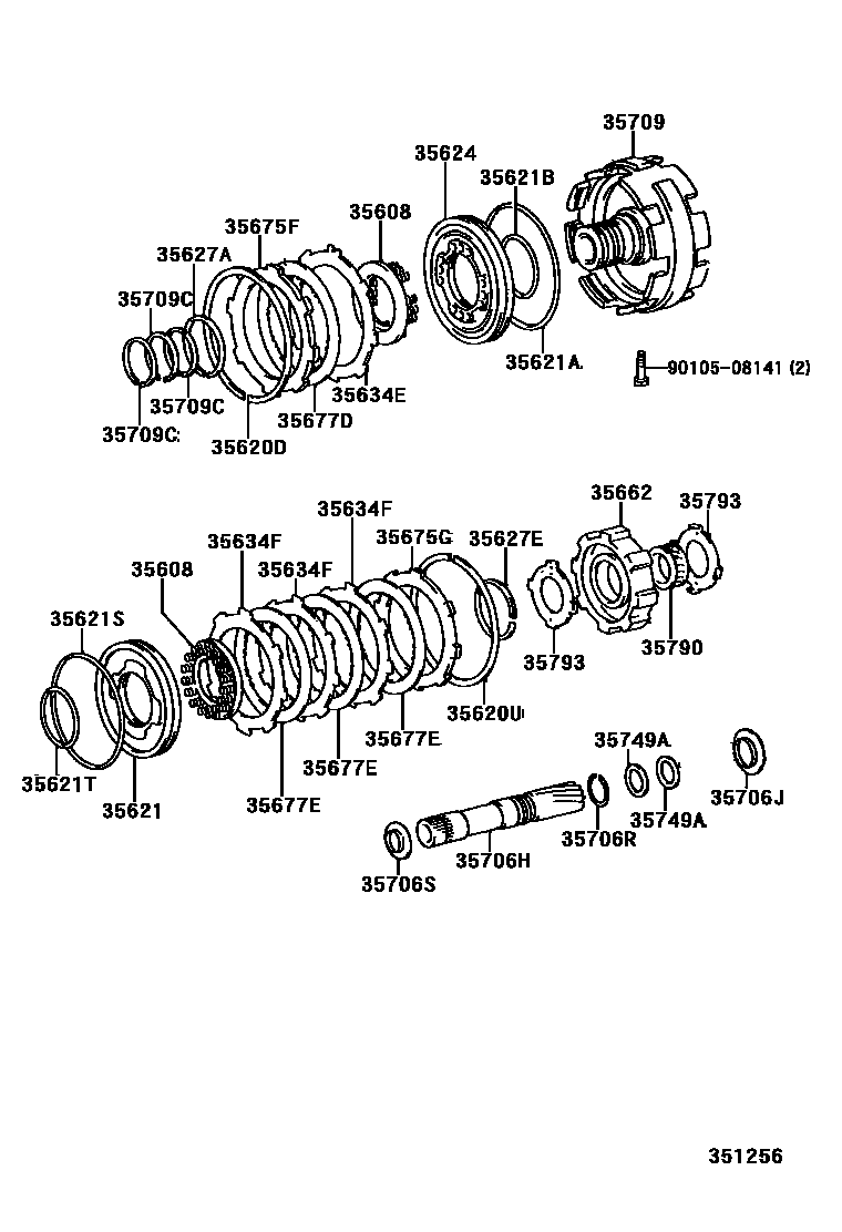 Toyota HILUX 中央支架和行星太阳齿轮(ATM) EPC diagram — 351256