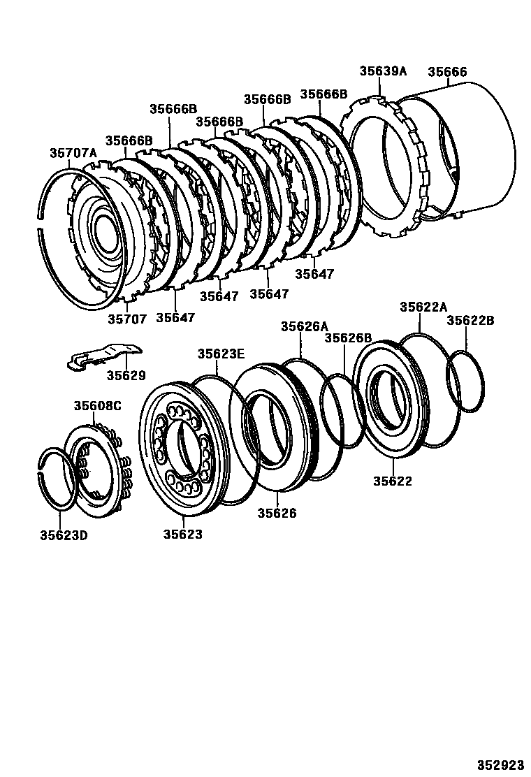 Toyota HILUX 3号制动器、一档和倒档制动器(ATM) EPC diagram — 352923