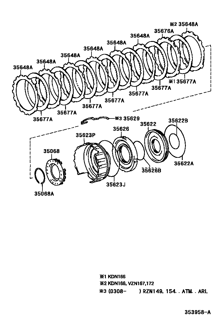 Toyota HILUX 3号制动器、一档和倒档制动器(ATM) EPC diagram — 353958A