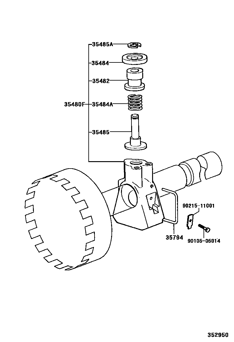 Toyota HILUX 后油泵和调速器(ATM) EPC diagram — 352950