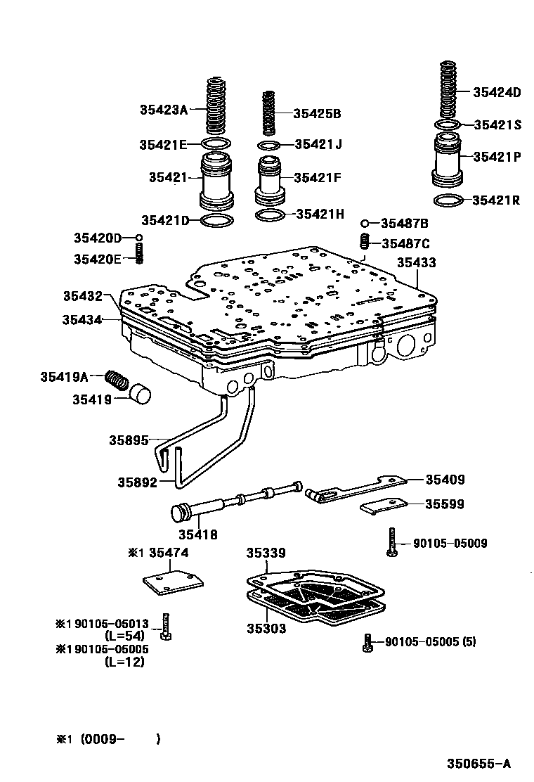 Toyota HILUX 阀体和滤油网(ATM) EPC diagram — 350655A