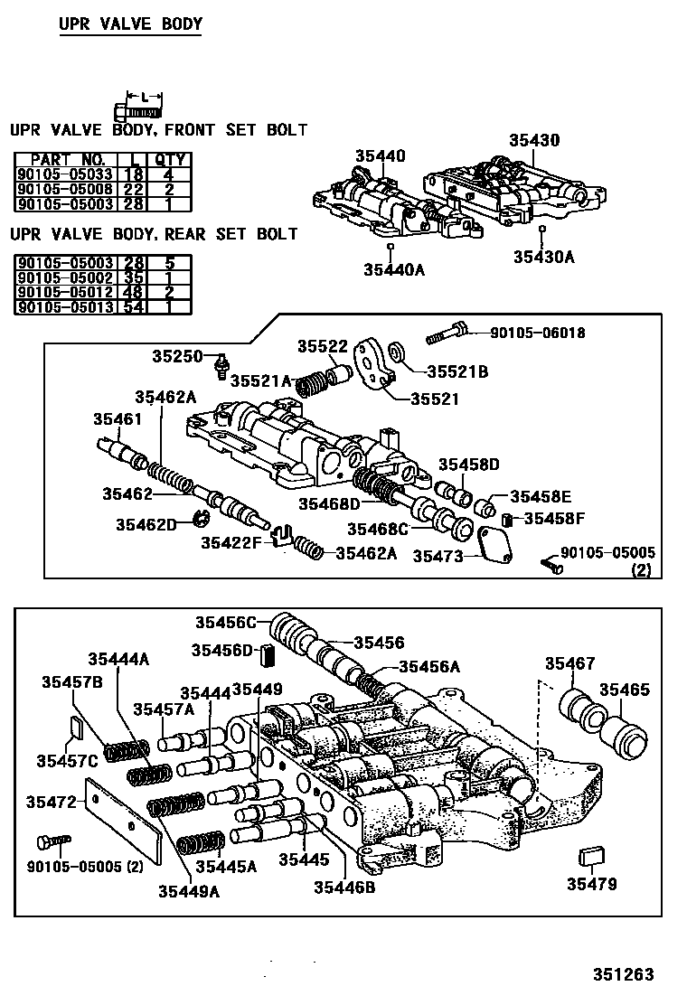 Toyota HILUX 阀体和滤油网(ATM) EPC diagram — 351263